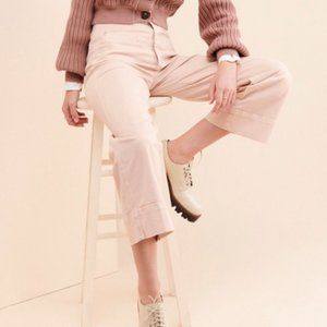 NEW Maeve Denim High Rise Rosanna Wide-Leg Crop Utility Pockets Pink/Rose 30P